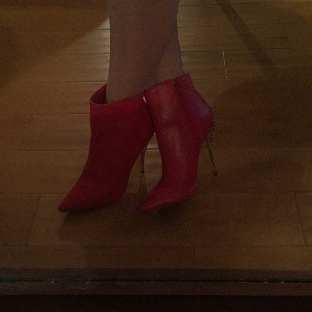 ShoeDazzle Gold Accent Stiletto Booties - Picture 8 of 8